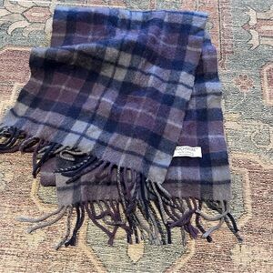 Plaid 100% Cashmere Scarf with Fringe